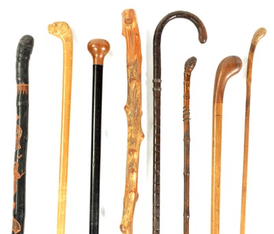 Lot 345 - A SELECTION OF EIGHT VARIOUS WOOD WALKING STICKS