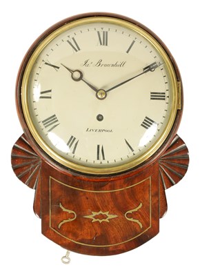 Lot 812 - JAMES BROWNBIIL, LIVERPOOL. A SMALL REGENCY 8” CONVEX DIAL FUSEE WALL CLOCK