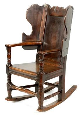 Lot 945 - A RARE EARLY 18TH CENTURY JOINED OAK CHILD'S LAMBING CHAIR