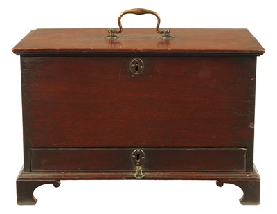 Lot 843 - A GEORGE III MAHOGANY MINIATURE MULE CHEST