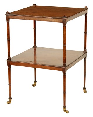 Lot 873 - A GEORGE III MAHOGANY TWO-TIER WHATNOT