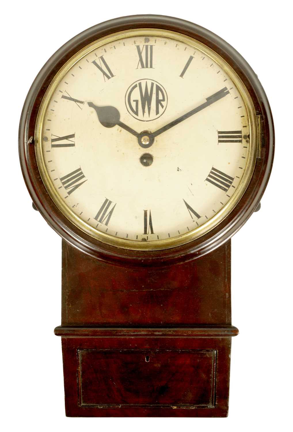 Lot 400 - BENJAMIN LEWIS VULLIAMY, LONDON. A RARE WOODEN DIAL FUSEE RAILWAY CLOCK