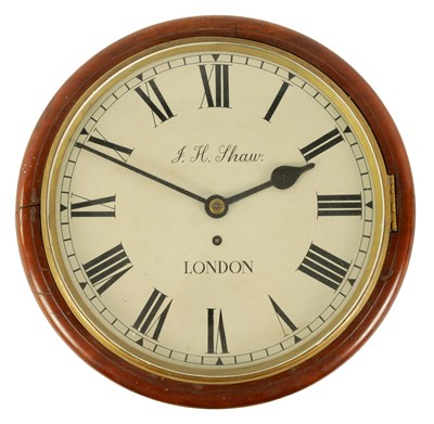 Lot 790 - J.H. SHAW, LONDON. A LATE 19TH CENTURY MAHOGANY FUSEE WALL CLOCK