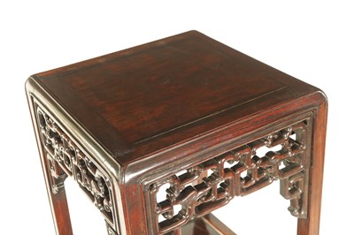 Lot 91 - A 19TH CENTURY CHINESE HARDWOOD TALL JARDINIERE STAND