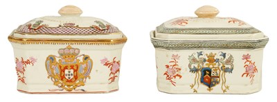 Lot 117 - A PAIR OF 18TH CENTURY CHINESE EXPORT LIDDED RECTANGULAR TUREENS