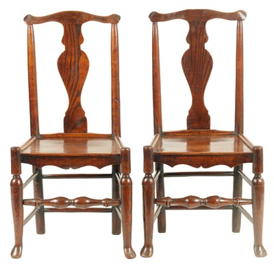 Lot 831 - A PAIR OF MID 18TH CENTURY SHROPSHIRE ELM SIDE CHAIRS