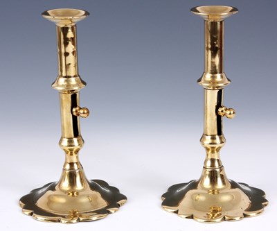 Lot 277 - A PAIR OF EARLY 18TH CENTURY PETAL BASE...