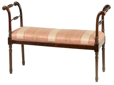 Lot 1356 - A REGENCY MAHOGANY UPHOLSTERED WINDOW SEAT