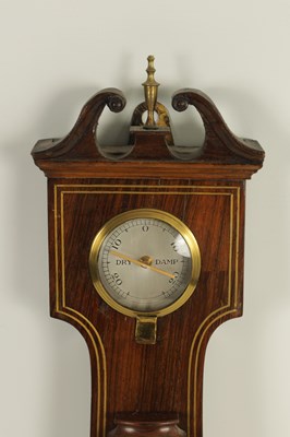 Lot 753 - F. AMADIO & SON, 118 ST. JOHN ST. ROAD, A GOOD REGENCY BRASS INLAID ROSEWOOD 6” DIAL WHEEL BAROMETER