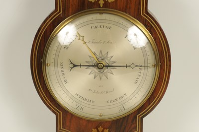 Lot 753 - F. AMADIO & SON, 118 ST. JOHN ST. ROAD, A GOOD REGENCY BRASS INLAID ROSEWOOD 6” DIAL WHEEL BAROMETER