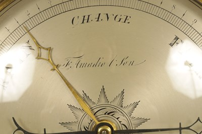 Lot 753 - F. AMADIO & SON, 118 ST. JOHN ST. ROAD, A GOOD REGENCY BRASS INLAID ROSEWOOD 6” DIAL WHEEL BAROMETER