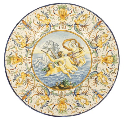 Lot 1067 - A 19TH CENTURY ITALIAN MAJOLICA CHARGER