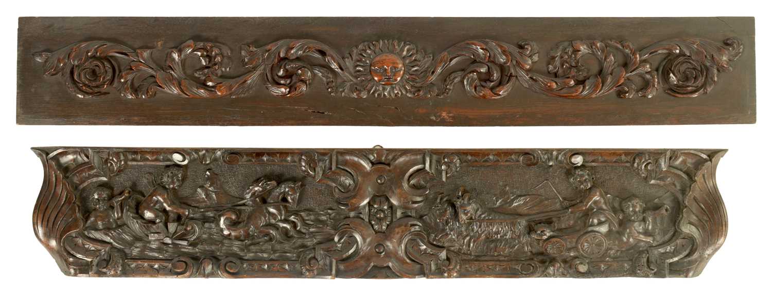 Lot 1114 - TWO 18TH CENTURY CONTINENTAL CARVED WALNUT PANELS