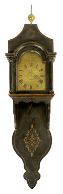 Lot 737 - GEORGE LUMLEY, BURY (ST EDMUNDS) A MID 18TH CENTURY 30HR LACQUERED HOODED WALL CLOCK