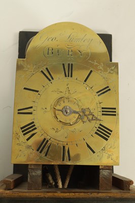 Lot 737 - GEORGE LUMLEY, BURY (ST EDMUNDS) A MID 18TH CENTURY 30HR LACQUERED HOODED WALL CLOCK