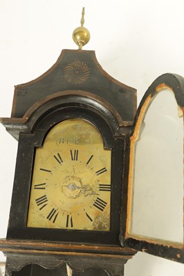 Lot 737 - GEORGE LUMLEY, BURY (ST EDMUNDS) A MID 18TH CENTURY 30HR LACQUERED HOODED WALL CLOCK