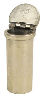 Lot 1299 - A 19TH CENTURY PAKTONG CYLINDRICAL INK WELL