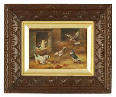 Lot 1319 - A FINE 19TH CENTURY OIL ON PANEL ‘FARM YARD’