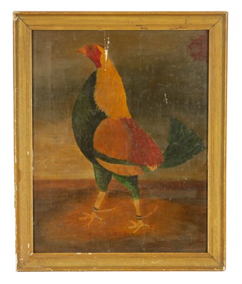 Lot 1188 - A 19TH CENTURY NAIVELY PAINTED PRIMITIVE OIL ON BOARD ENTITLED ‘THE DUKE’