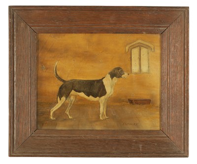 Lot 1047 - A 19TH CENUTURY PRIMITIVE OIL ON BOARD ENTITLED ‘RAMBLER’ AND INITIALED RM