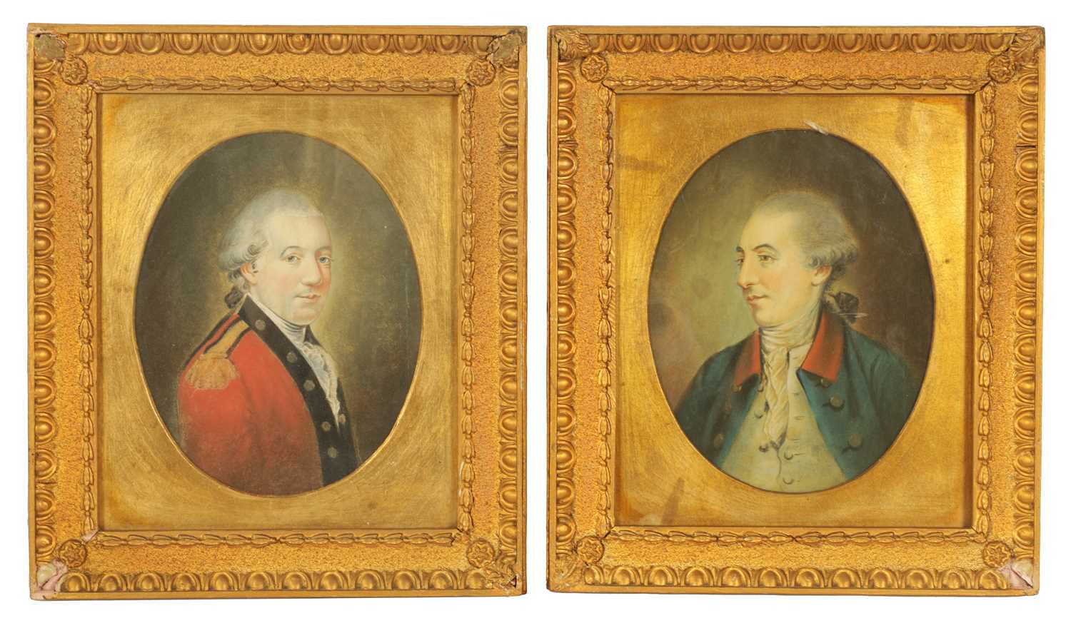 Lot 633 - HUGH DOUGLAS HAMILTON (1739 - 1808). A PAIR OF GEORGE III OVAL PORTRAIT PASTEL DRAWINGS