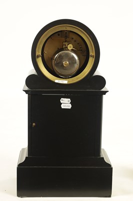 Lot 1081 - A 19TH CENTURY FRENCH BLACK SLATE MANTEL CLOCK