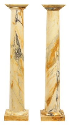 Lot 508 - A PAIR OF 19TH CENTURY ITALIAN SIENNA MARBLE COLUMNS