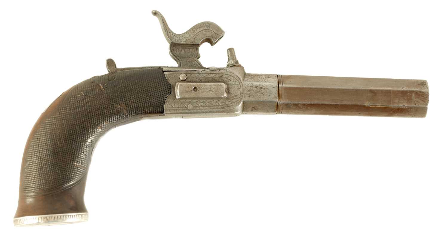 Lot 65 - A 19TH CENTURY PERCUSSION POCKET PISTOL