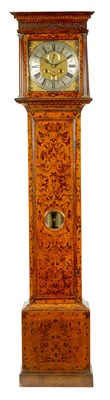 Lot 683 - ANDREW DUNLOP, LONDON. A GOOD QUEEN ANNE ARABESQUE MARQUETRY MONTH GOING LONGCASE CLOCK