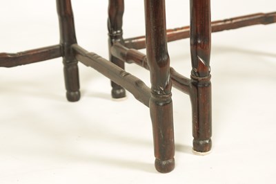Lot 181 - A SET OF THREE 19TH CENTURY CHINESE HARDWOOD OCCASIONAL TABLES