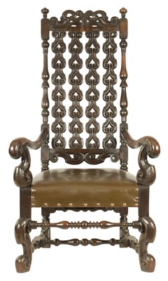 Lot 869 - A 17TH CENTURY STYLE CONTINENTAL OAK ARMCHAIR OF GENEROUS SIZE