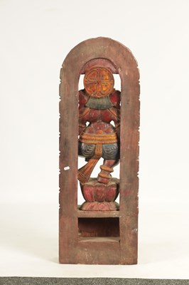 Lot 126 - A LARGE CARVED AND PAINTED WOOD GANESHA