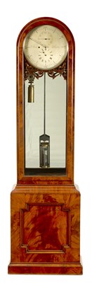 Lot 712 - W. BONE, LONDON. A 19TH CENTURY FIGURED MAHOGANY REGULATOR LONGCASE CLOCK