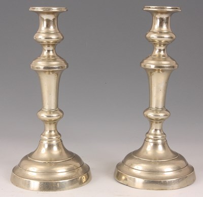 Lot 275 - A PAIR OF GEORGE III PAKTONG CANDLESTICKS the...