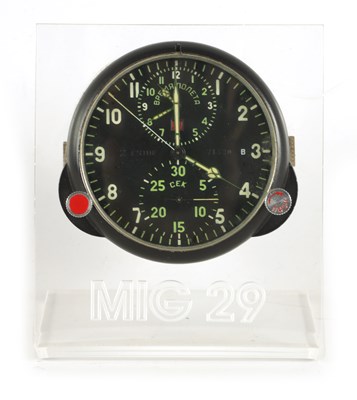 Lot 1173 - AN ORIGINAL RUSSIAN MIG 29 AIRCRAFT CHRONOGRAPH COCKPIT CLOCK