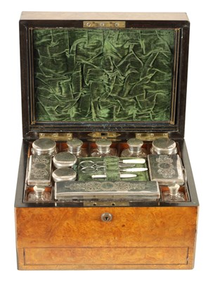 Lot 565 - MAPPIN BROTHERS, LONDON. A LATE 19TH CENTURY BURR ELM VANITY BOX