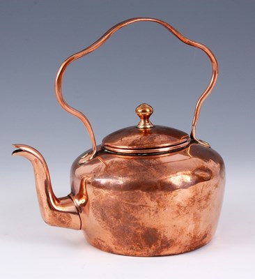 Lot 293 - A LATE GEORGIAN TINY COPPER KETTLE of seamed...