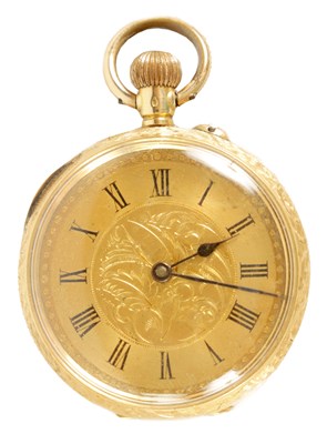 Lot 259 - AN EARLY 20TH CENTURY 18 CARAT GOLD FOB WATCH