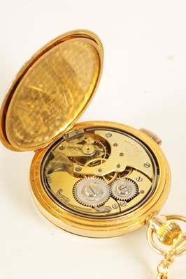 Lot 275 - AN EARLY 20TH CENTURY GOLD FILLED FULL HUNTER QUARTER REPEATING POCKET WATCH WITH MATCHING GUARD CHAIN