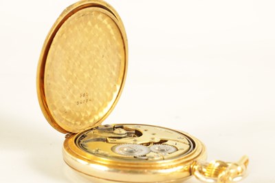 Lot 275 - AN EARLY 20TH CENTURY GOLD FILLED FULL HUNTER QUARTER REPEATING POCKET WATCH WITH MATCHING GUARD CHAIN