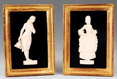 Lot 522 - A PAIR OF 19TH CENTURY CARVED IVORY FULL LENTH...