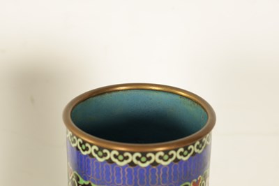 Lot 127 - A PAIR OF 19TH CENTURY CHINESE CLOISONNÉ ENAMEL CYLINDRICAL VASES