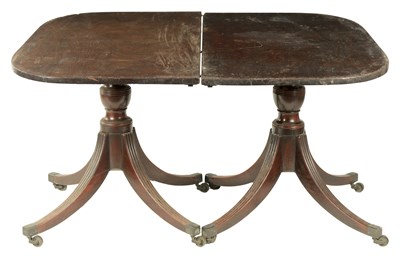 Lot 1219 - A GEORGE III TWIN PEDESTAL MAHOGANY DINING TABLE