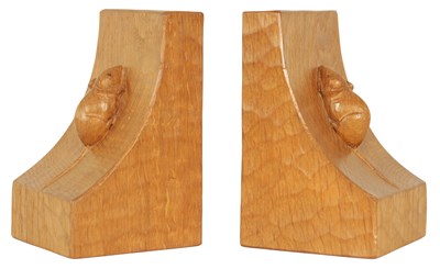 Lot 984 - A GOOD PAIR OF ROBERT 'MOUSEMAN' THOMPSON AZED OAK BOOKENDS