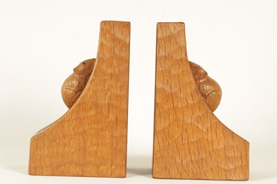 Lot 984 - A GOOD PAIR OF ROBERT 'MOUSEMAN' THOMPSON AZED OAK BOOKENDS