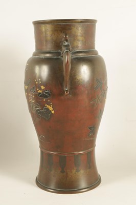 Lot 132 - A JAPANESE MEIJI PERIOD BRONZE AND MIXED METAL VASE