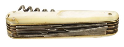 Lot 391 - A 19TH CENTURY MOTHER OF PEARL MULTI BLADE PENKNIFE