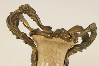Lot 139 - AN EARLY CHINESE CRACKLE WARE VASE WITH 18TH CENTURY ORMOLU MOUNTS