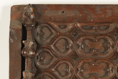 Lot 383 - A 16TH/17TH CENTURY GOTHIC CARVED WALNUT PANEL