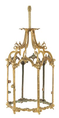 Lot 939 - A REGENCY CAST BRASS HANGING HALL LANTERN